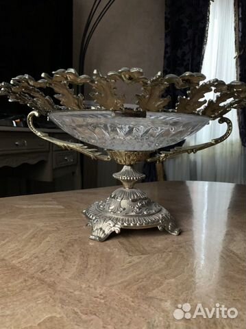 Ваза для фруктов бронза стекло