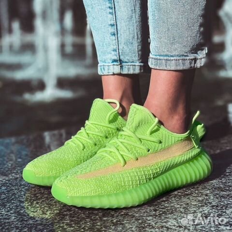 Кроссовки Adidas Yeezy 350 Glow зеленые