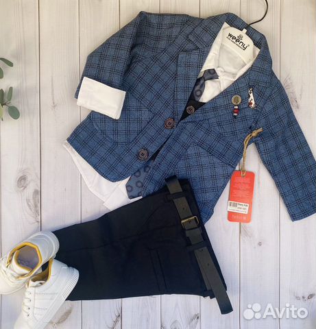 Стильный костюм тройка нарядный 74-80 рост