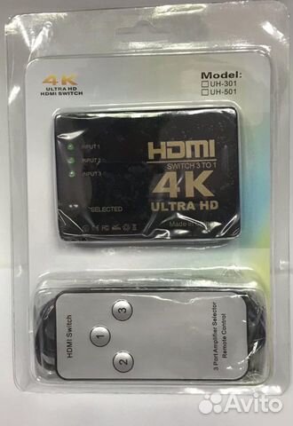Переключатель hdmi 3 в 1 с дист. управлением 4k
