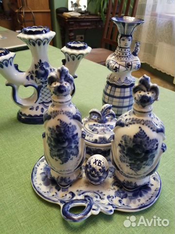 Пасхальный набор для специй, Гжель. 1998 г