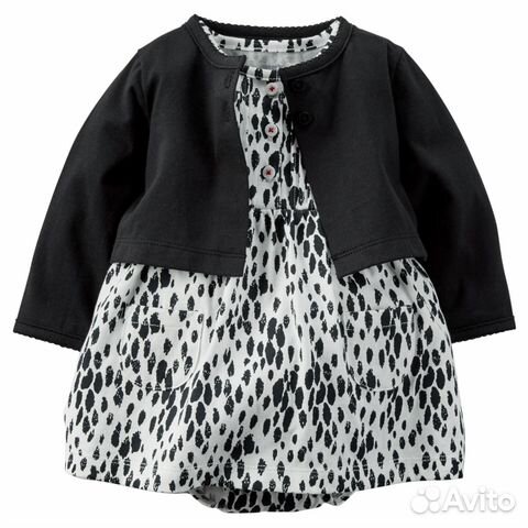 Carters белое платье с чёрной кофтой Carters белое платье с чёрной кофтой
