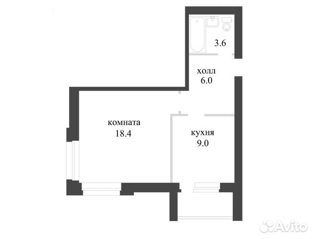 1-к квартира, 41.1 м², 2/3 эт.