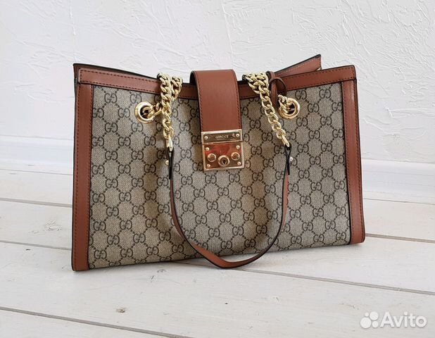Сумка женская кожа Гучи Gucci коричневая беж