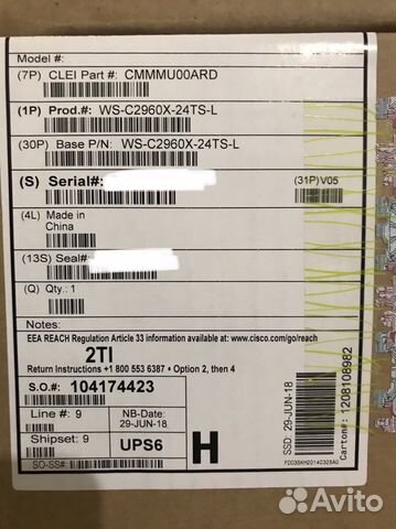 Новый Cisco WS-C2960X-24TS-L