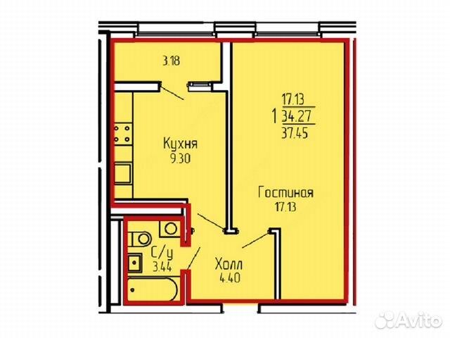 83472008078 1-к квартира, 37.4 м², 16/19 эт.