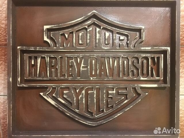 Деревянное панно вывеска Harley Davidson Деревянное панно вывеска Harley Davidson
