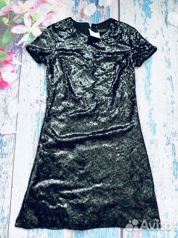 Черно зеленое вечернее платье в паетки Guess S Черно зеленое вечернее платье в паетки Guess S