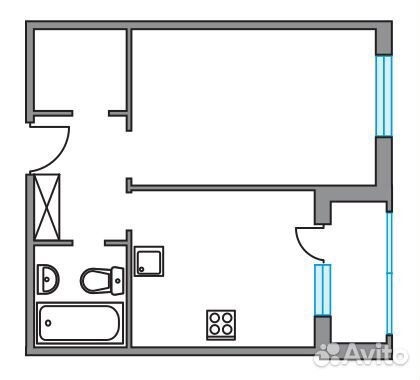 1-к квартира, 37.4 м², 1/4 эт.