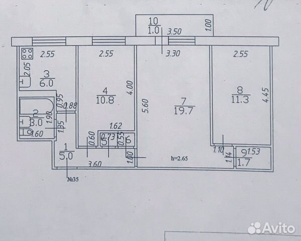 3-к квартира, 59 м², 4/5 эт.