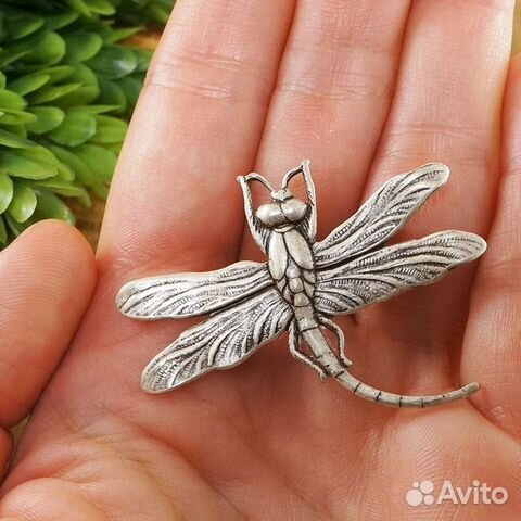 Брошь Стрекоза серебристая Брошь Стрекоза серебристая