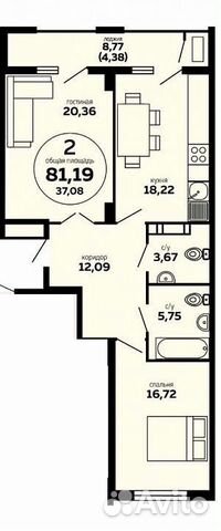2-к квартира, 85 м², 10/18 эт.