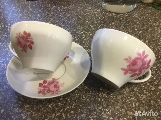 2 чашки с одним блюдцем. Дулево. СССР 2 чашки с одним блюдцем. Дулево. СССР
