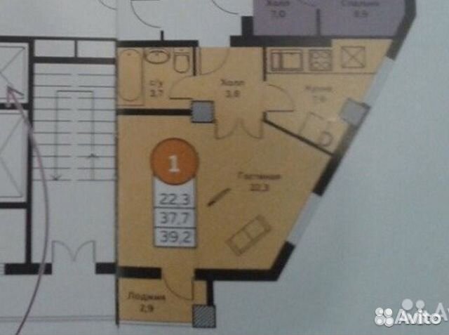 1-к квартира, 39.3 м², 7/17 эт.