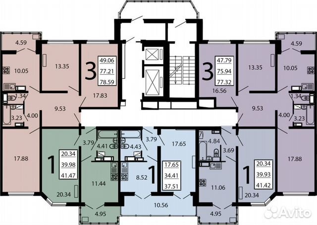 3-к квартира, 77.1 м², 7/17 эт.