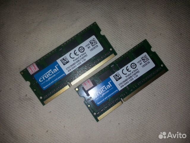 DDR3 SO-dimm 4Gb 8Gb Crucial PC3-10600 1333MHz DDR3 SO-dimm 4Gb 8Gb Crucial PC3-10600 1333MHz
