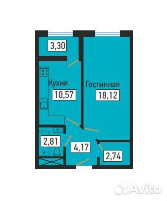 1-к квартира, 40 м², 13/25 эт.