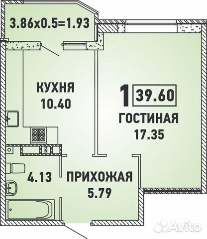 1-к квартира, 39.6 м², 7/18 эт.