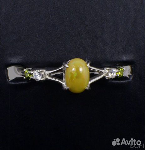 Серебряное кольцо с опалом и фианитом натуральным
