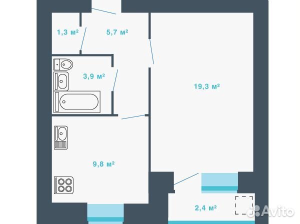 1-к квартира, 42.4 м², 7/10 эт. 1-к квартира, 42.4 м², 7/10 эт.