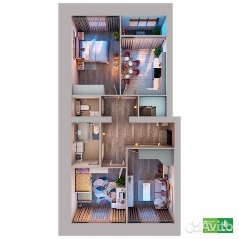 3-к квартира, 75.6 м², 8/10 эт. 3-к квартира, 75.6 м², 8/10 эт.