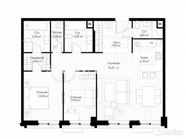 3-к квартира, 86.5 м², 13/16 эт. 3-к квартира, 86.5 м², 13/16 эт.