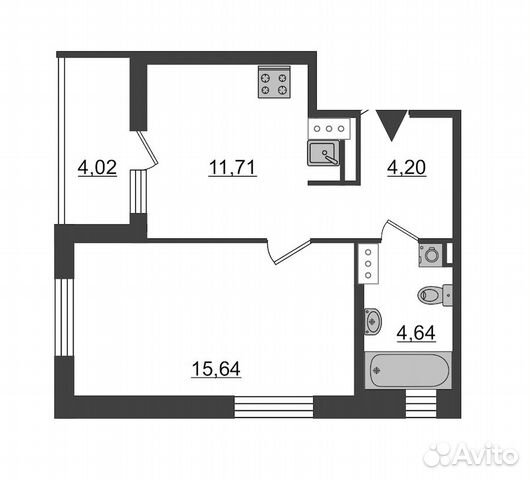 1-к квартира, 40.2 м², 2/14 эт.