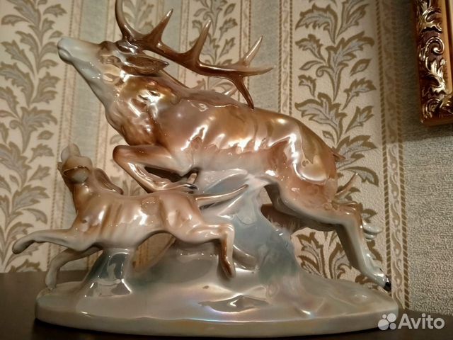 Статуэтка олень фарфор Герм.40 -г.+ подарок Лошадь