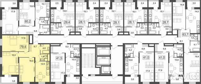 3-к квартира, 79.4 м², 5/25 эт.