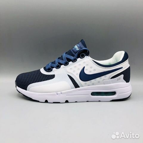 Nike Air Max Zero белые синие с синим значком