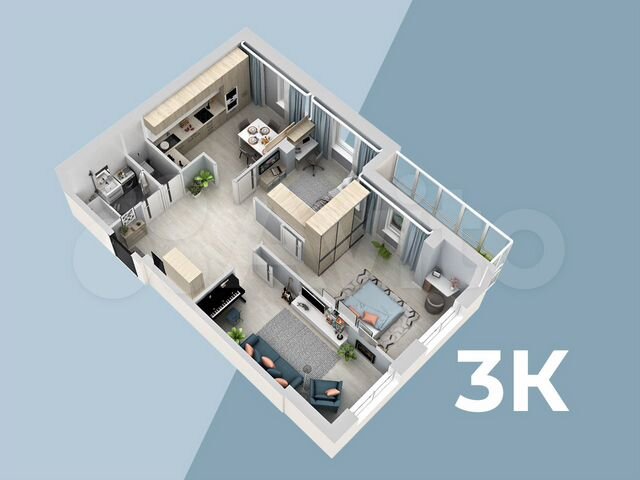 3-к. квартира, 74,4 м², 3/25 эт.