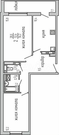 2-к. квартира, 56,2 м², 9/10 эт.