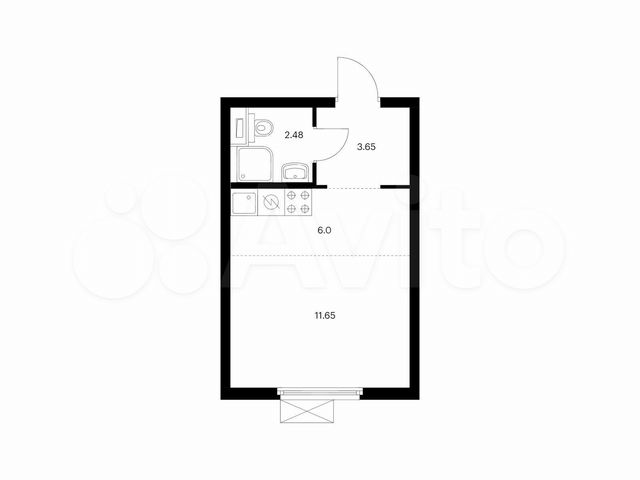 Квартира-студия, 23,8 м², 25/33 эт.