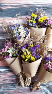 Букетики- комплименты подарочные сухоцветы