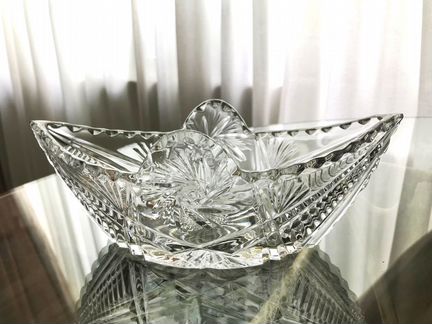 Ваза Ладья Хрустальная Хрусталь СССР Салатник