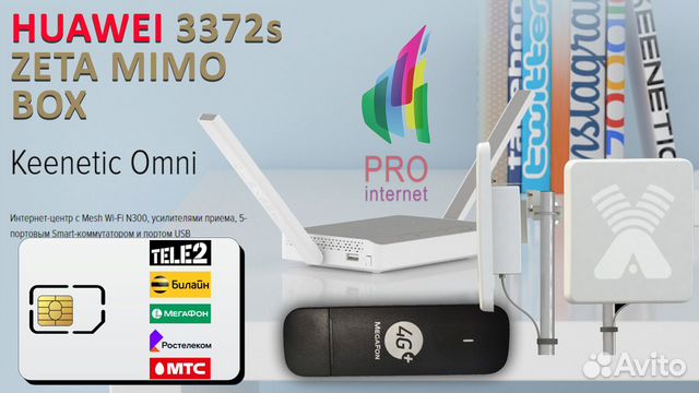 Роутер keenetic Omni huawei 3372-153+zeta mimo BOX
