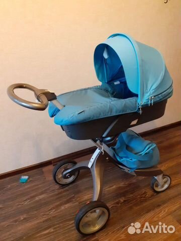 Голубой текстиль на stokke xplory(dsland)