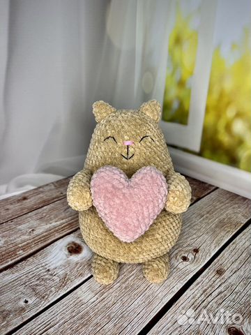 Кот Валентинка мягкая игрушка ручной работы