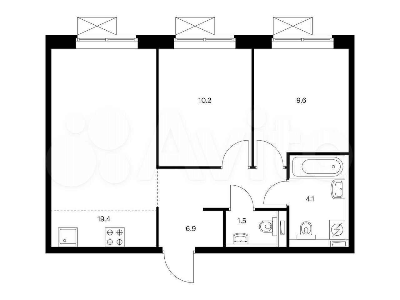 планировка квартиры 58 кв м 3 комнаты