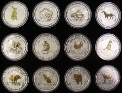 Австралия Лунар I Серебро 999 в позолоте