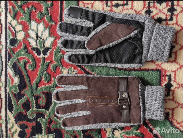 Перчатки мужские из кожи и флипса