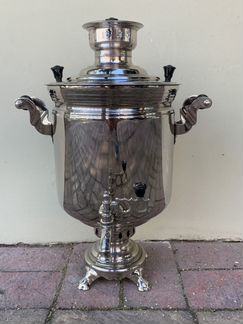 Самовар на дровах, угольный. 5-7 литров. Никель. Л