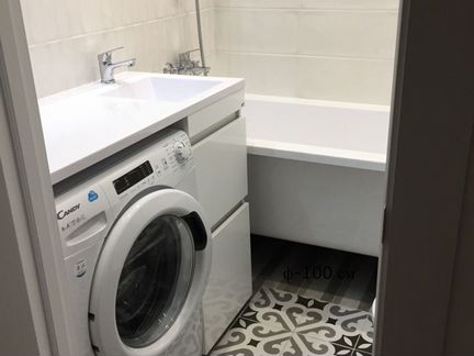 Тумба эмаль с раковиной 100 под стиральную машину