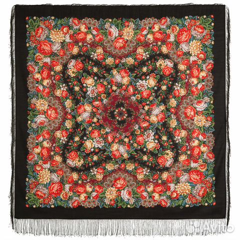 Павловопосадский платок Цветочные бусы-18 146 см