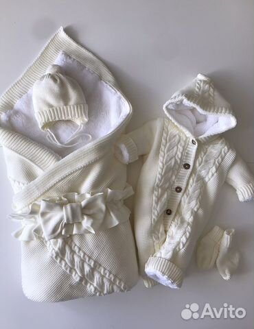 Вязанный комплект на выписку новый/ зимний набор