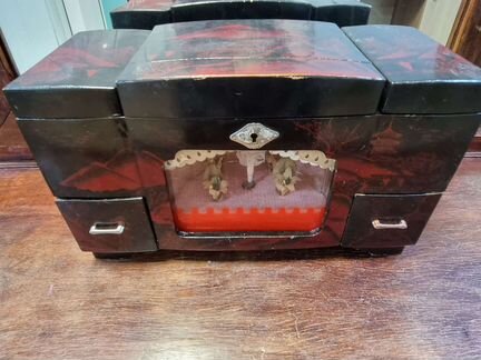 Антикварная музыкальная шкатулка с балериной, Япон