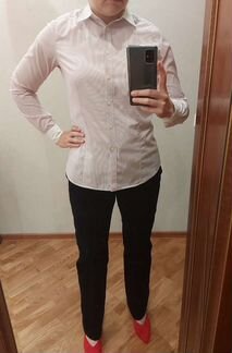 Блузка-рубашка Uniqlo полосатая розовая, размер M