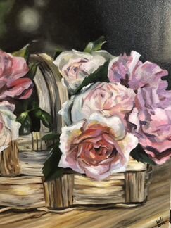 Картина букет в корзине