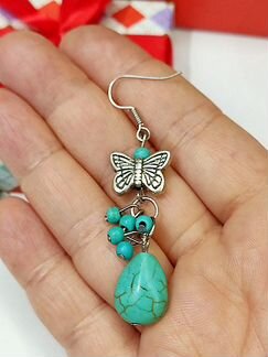Серьги с красивой бирюзой