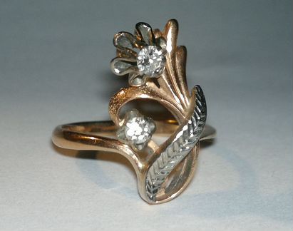 Кольцо 18 мм, Серьги 2 вида золотые с бриллиантами